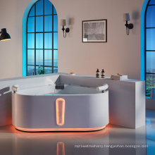 Double Ended Whirlpool Bathtub White Bolande 1400 Mm Freestanding Whirlpool Massage Acrylic Corner 3D Model Design Modern Hotel